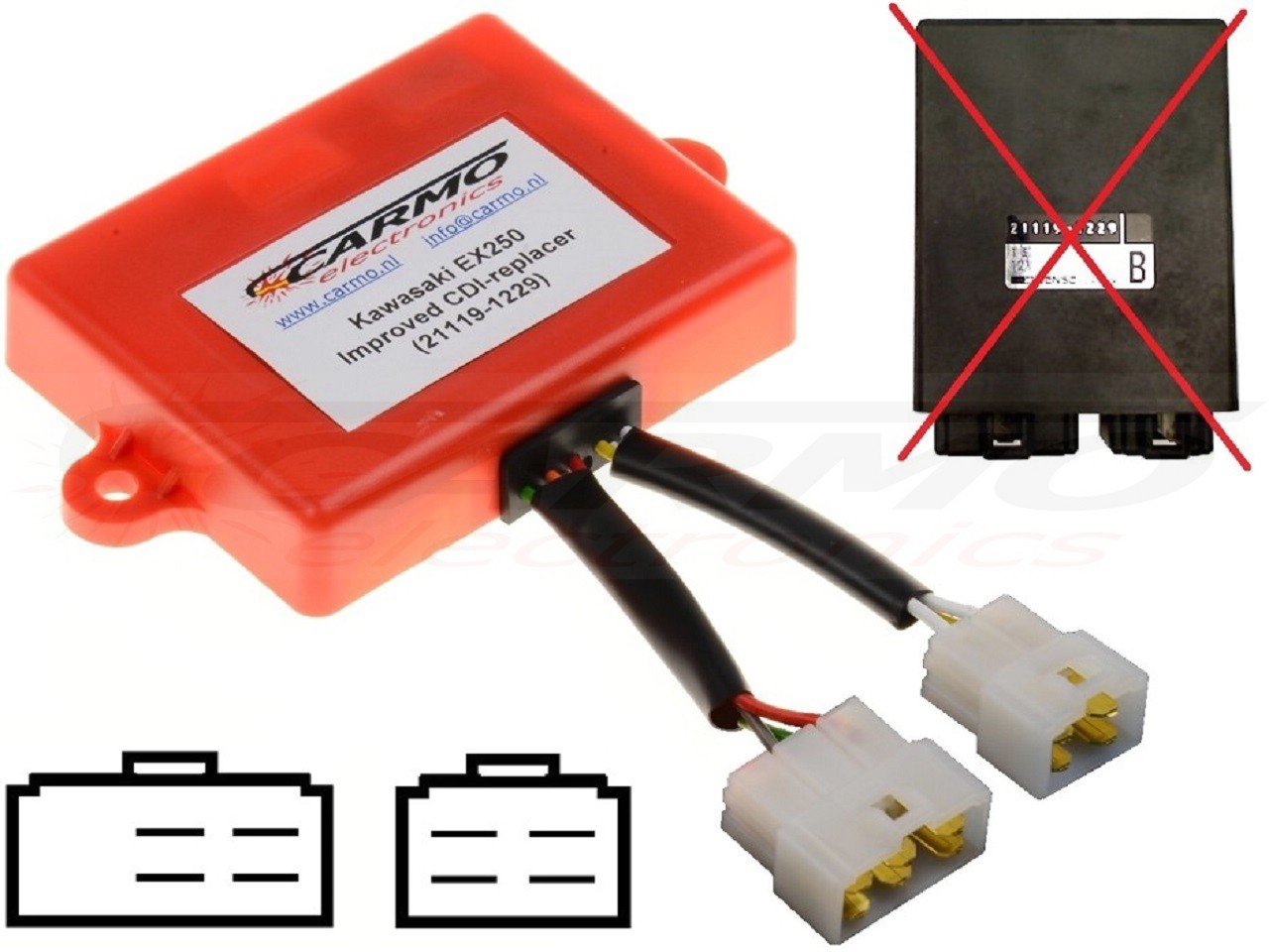 Kawasaki EL250 EX250 GPZ250 GPX250R ZZR250 Eliminator Ninja igniter ignition module CDI TCI Box (21119-1229) - Click Image to Close