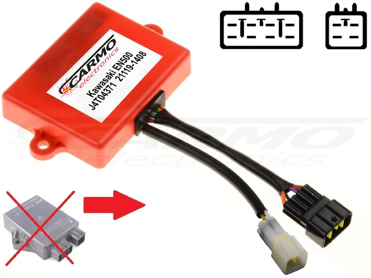 Kawasaki EN500 EX500R Ninja Gpz500s igniter ignition module CDI TCI Box (21119-1408, J4T04371) - Click Image to Close