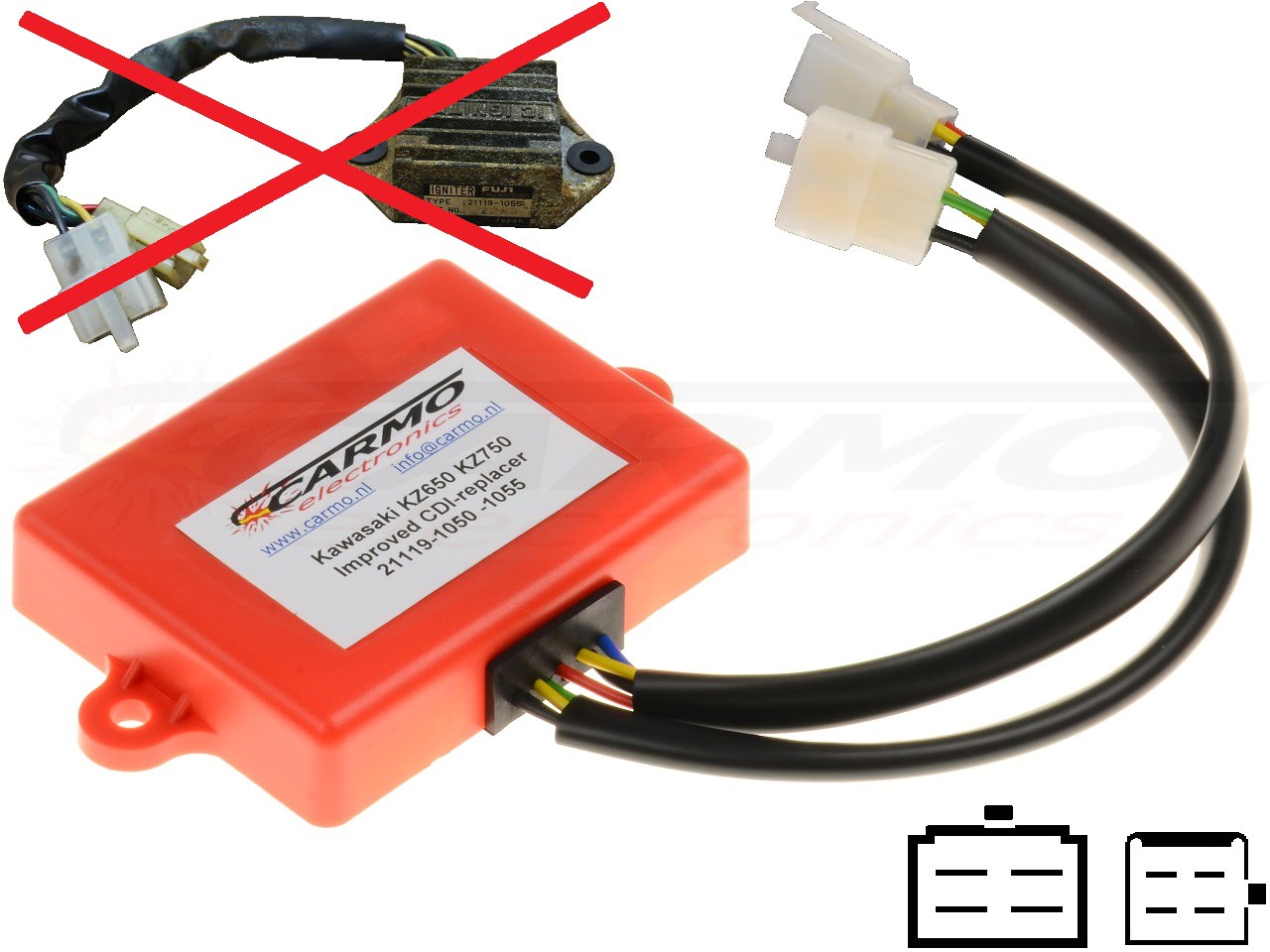 Kawasaki KZ650 KZ750 GPz750 improved igniter ignition module TCI CDI Box 21119-1050, 21119-1055 - Kattintásra bezárul