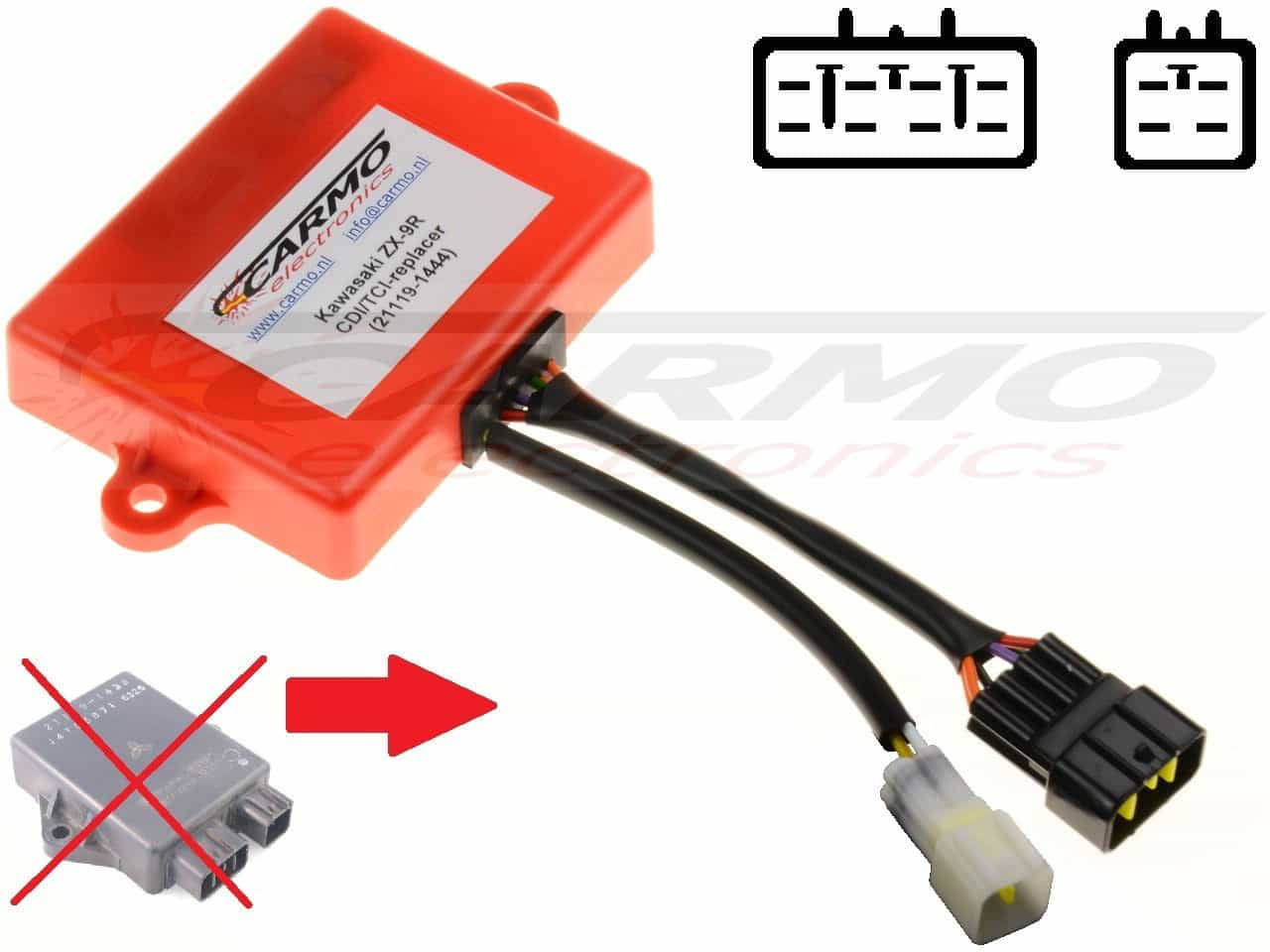 Kawasaki ZX9R ZX-9R ZX900 Ninja igniter ignition module CDI TCI Box 21119-1404 21119-1444 - Click Image to Close